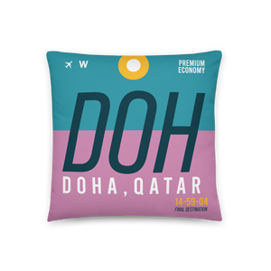 DOH - Doha Airport Code Throw Pillow 46cm x 46cm - Customizable