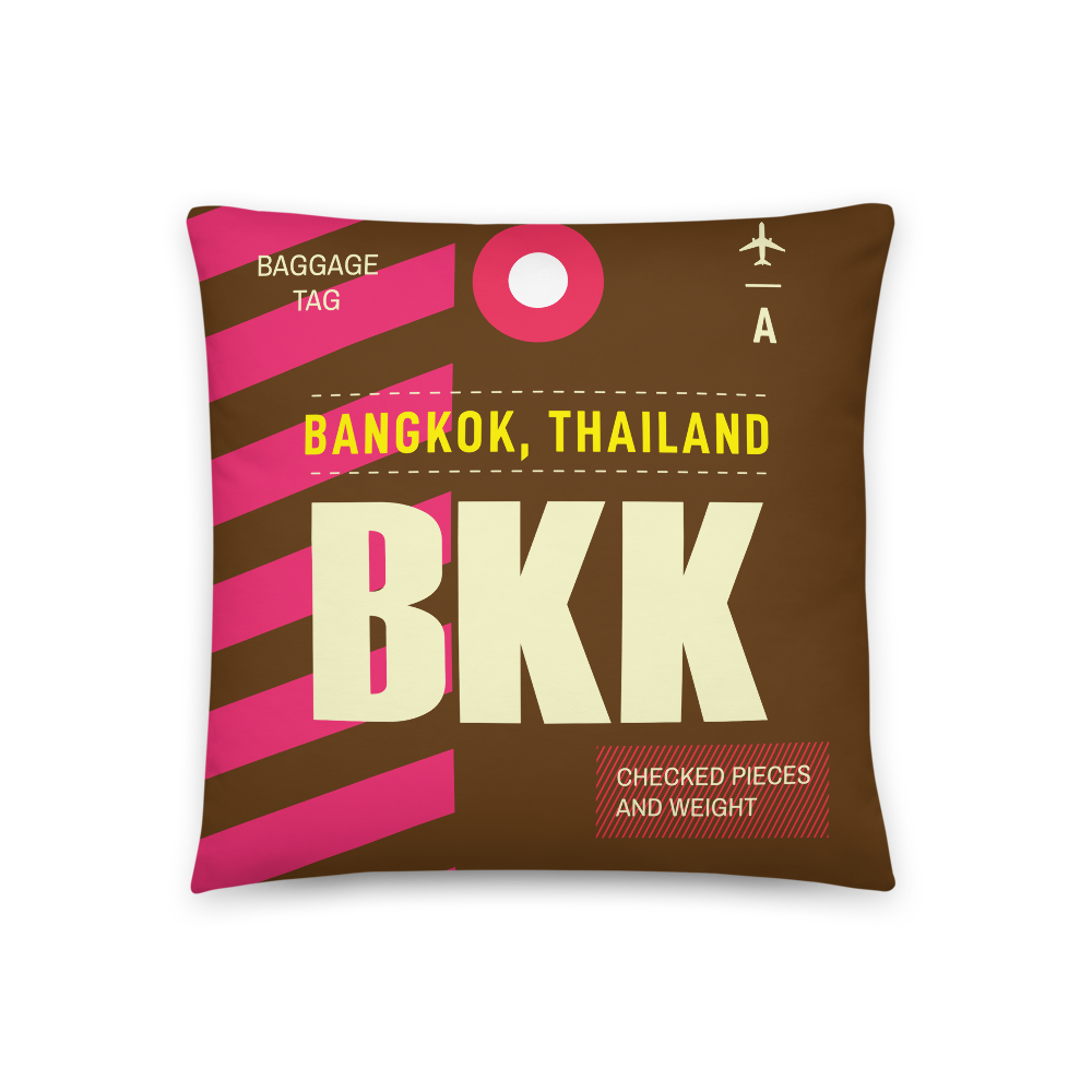 BKK - Bangkok Airport Code Throw Pillow 46cm x 46cm - Customizable