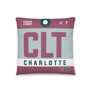 CLT - North Carolina Airport Code Throw Pillow 46cm x 46cm - Customizable