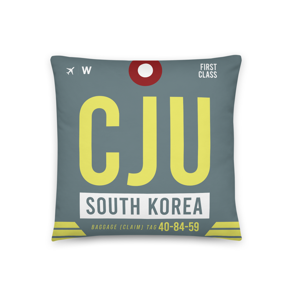 CJU - Jeju Airport Code Throw Pillow 46cm x 46cm - Customizable
