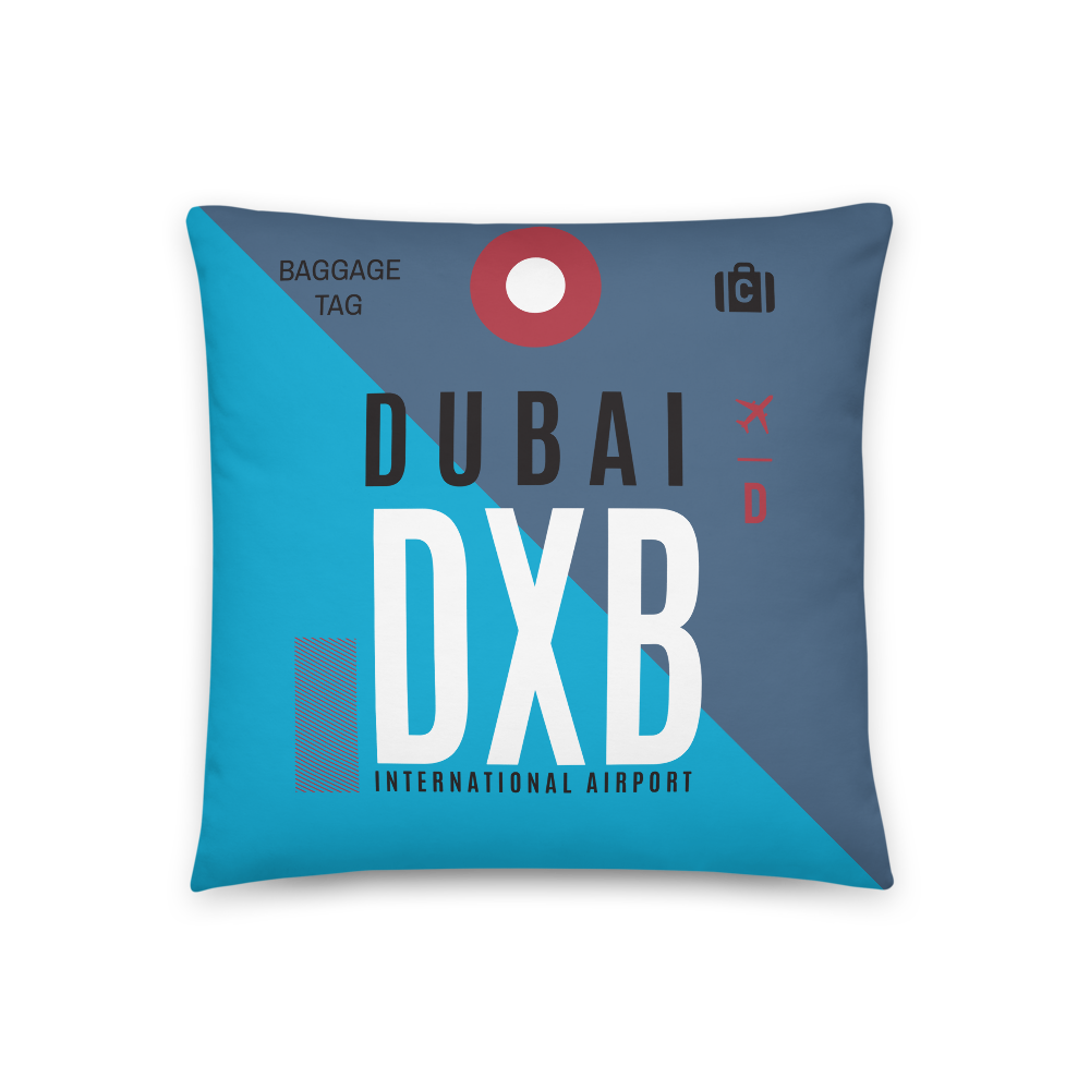 DXB - Flughafen Dubai Code Dekokissen 46 cm x 46 cm - personalisierbar