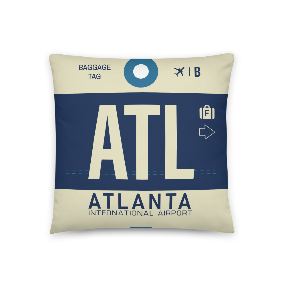 ATL - Atlanta Airport Code Throw Pillow 46cm x 46cm - Customizable