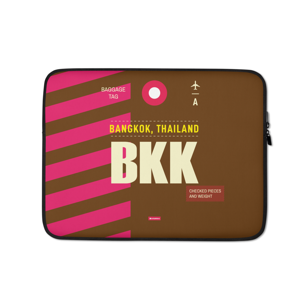 BKK - Bangkok Laptop Sleeve Tasche 13in und 15in mit Flughafencode