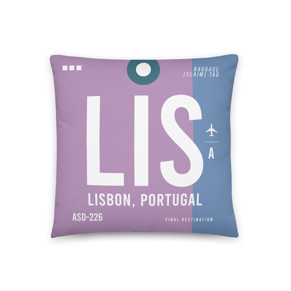 LIS - Lisbon Airport Code Throw Pillow 46cm x 46cm - Customizable