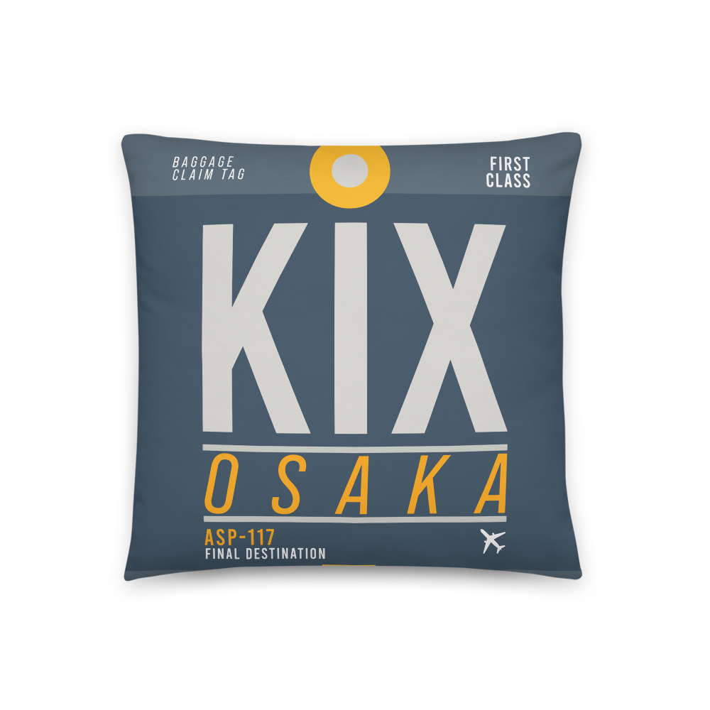 KIX - Osaka Airport Code Throw Pillow 46cm x 46cm - Customizable