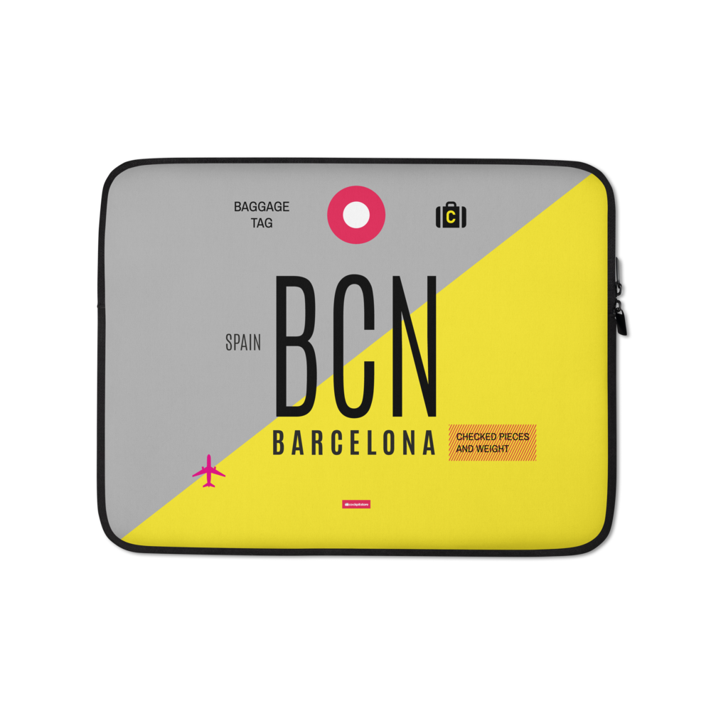 BCN - Barcelona Laptop Sleeve Tasche 13in und 15in mit Flughafencode