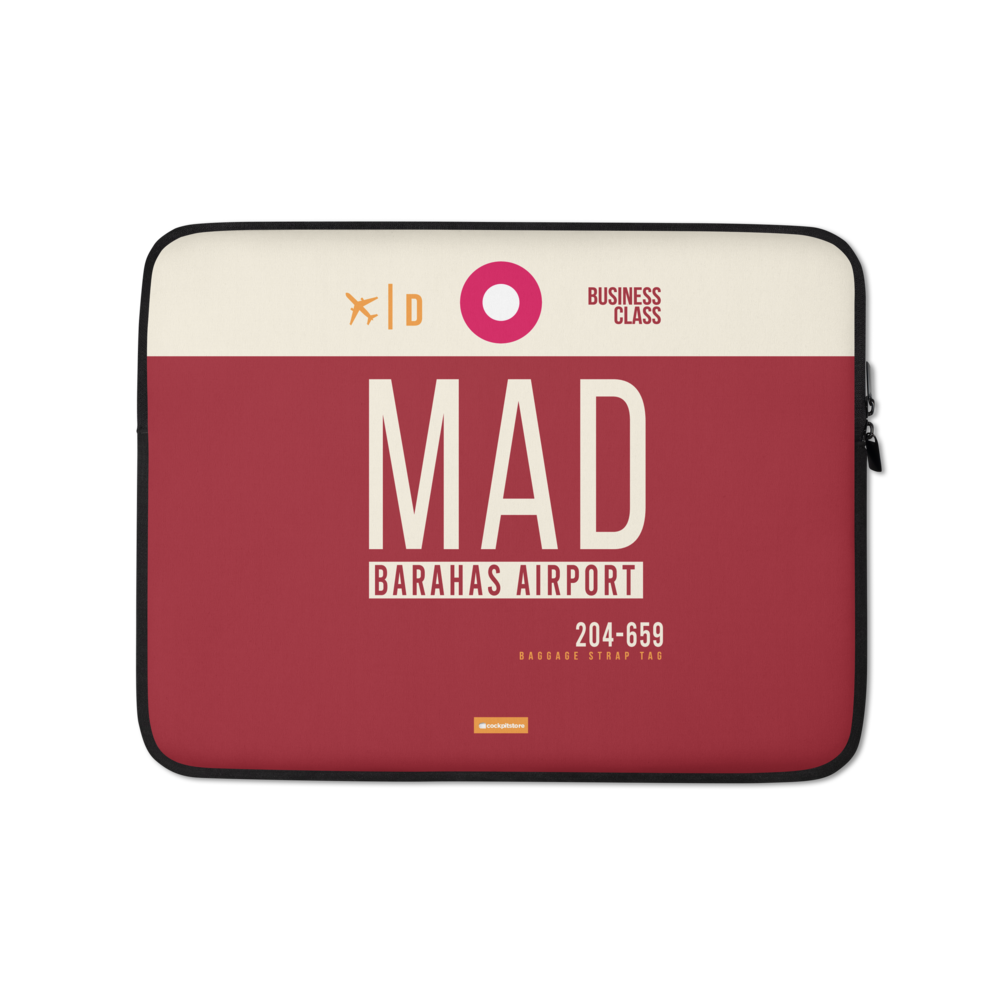MAD - Madrid laptop sleeve bag 13in and 15in with airport code