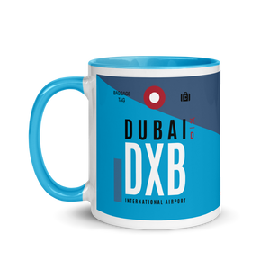 DXB - Dubai Flughafencode Tasse mit farbiger Innenseite