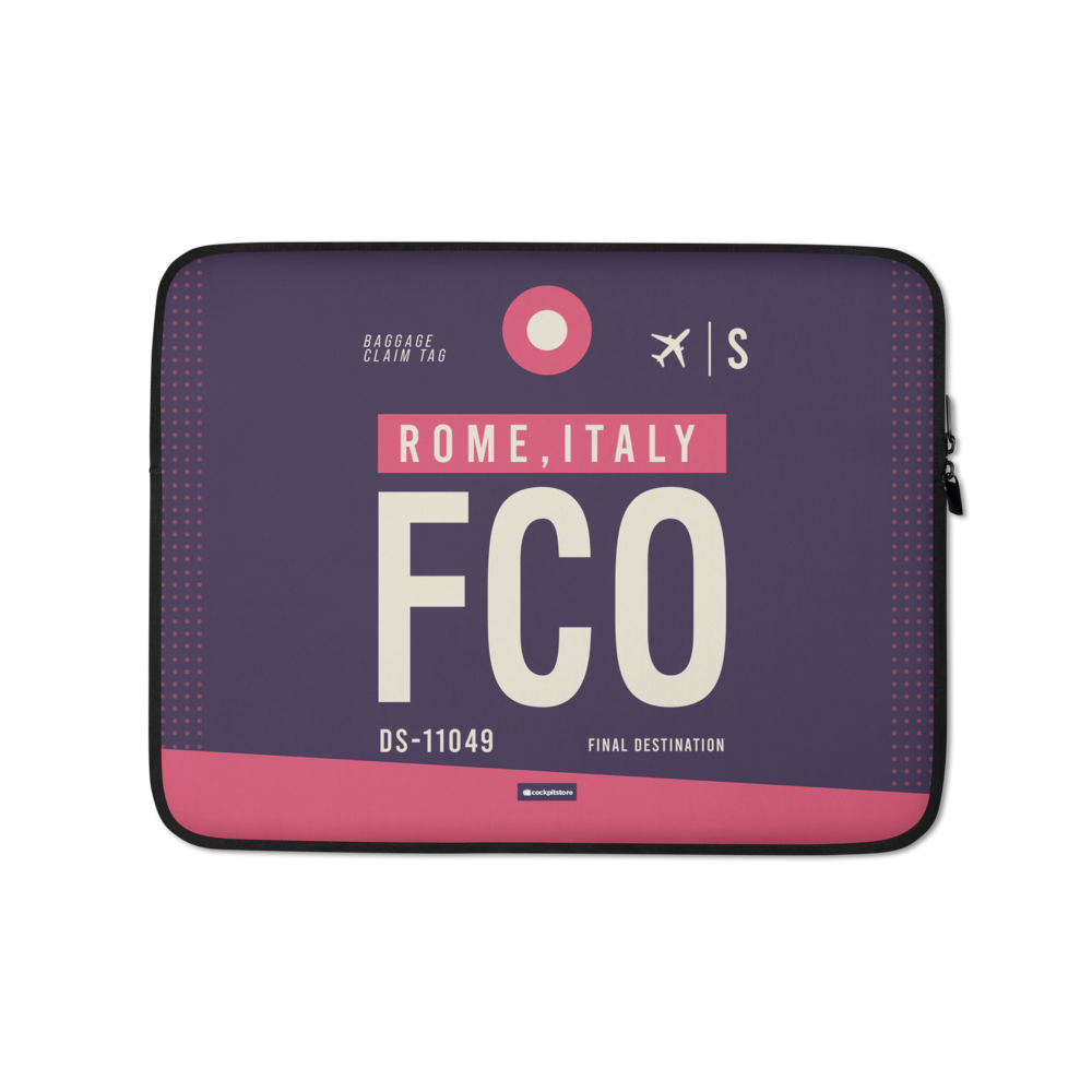FCO - Rome Laptop Sleeve Tasche 13in und 15in mit Flughafencode
