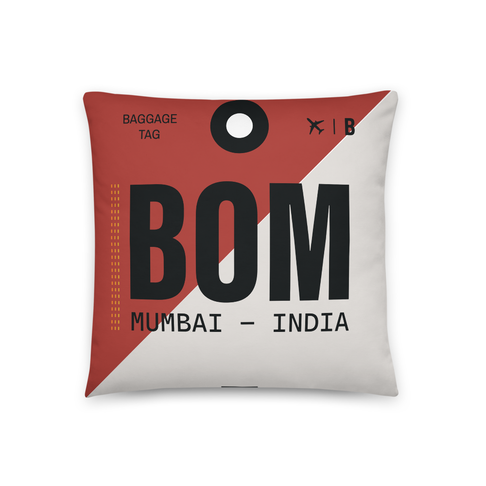 BOM - Mumbai Airport Code Throw Pillow 46cm x 46cm - Customizable