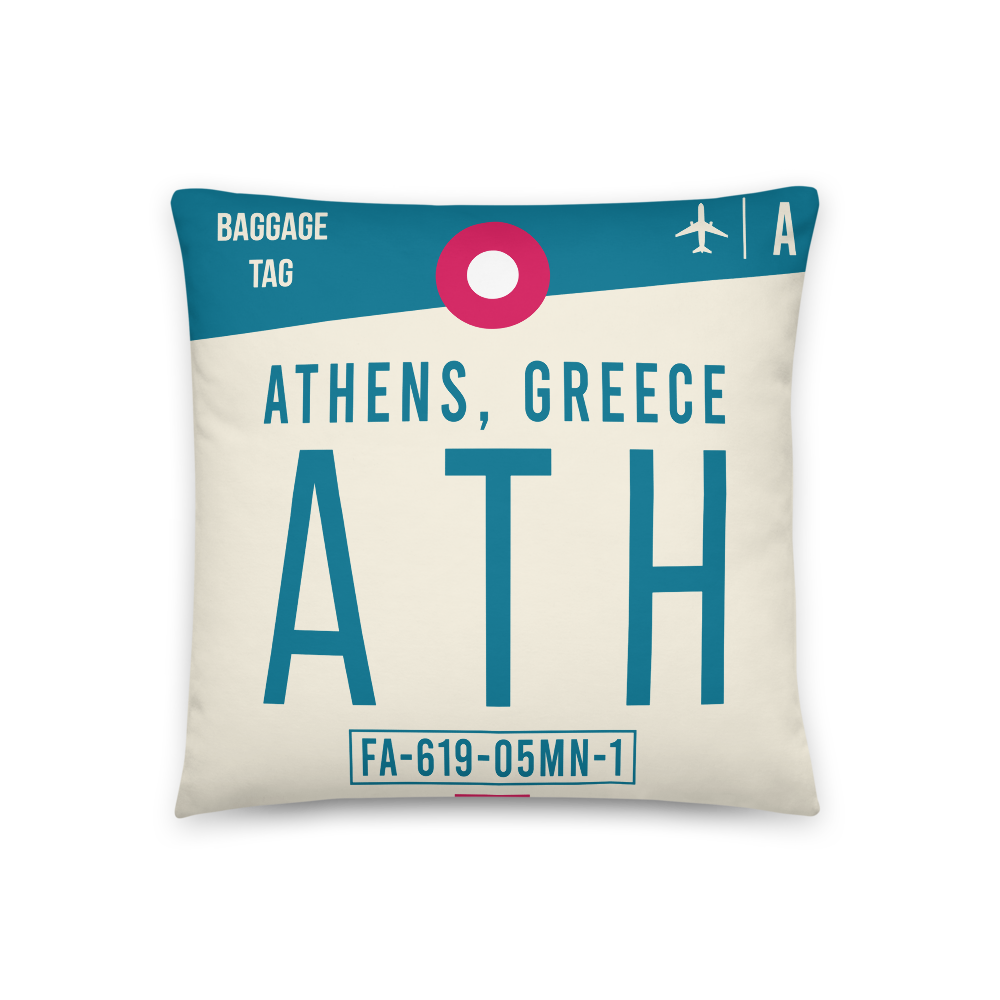 ATH - Athens Airport Code Throw Pillow 46cm x 46cm - Customizable