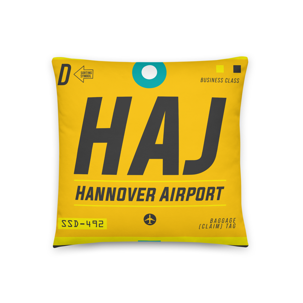 HAJ - Hannover Airport Code Throw Pillow 46cm x 46cm - Customizable