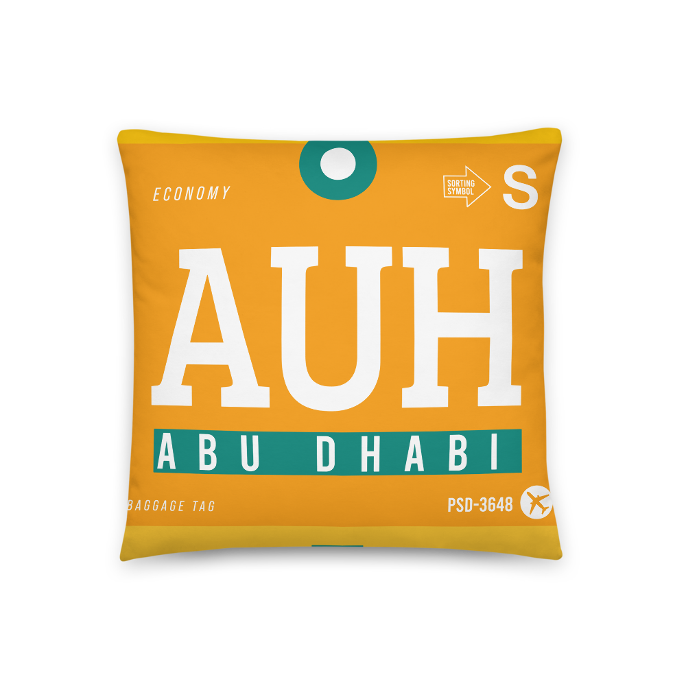 AUH - Abu Dhabi Airport Code Throw Pillow 46cm x 46cm - Customizable