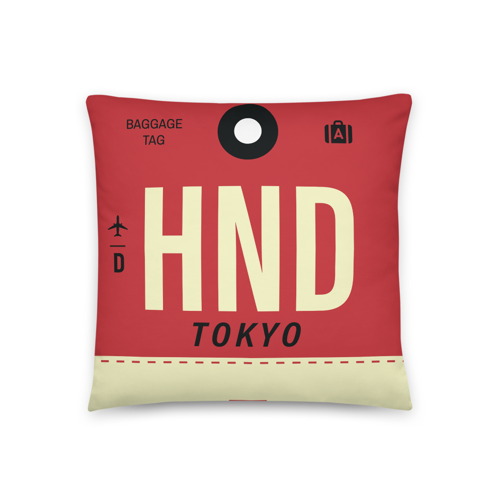 HND - Haneda Airport Code Throw Pillow 46cm x 46cm - Customizable