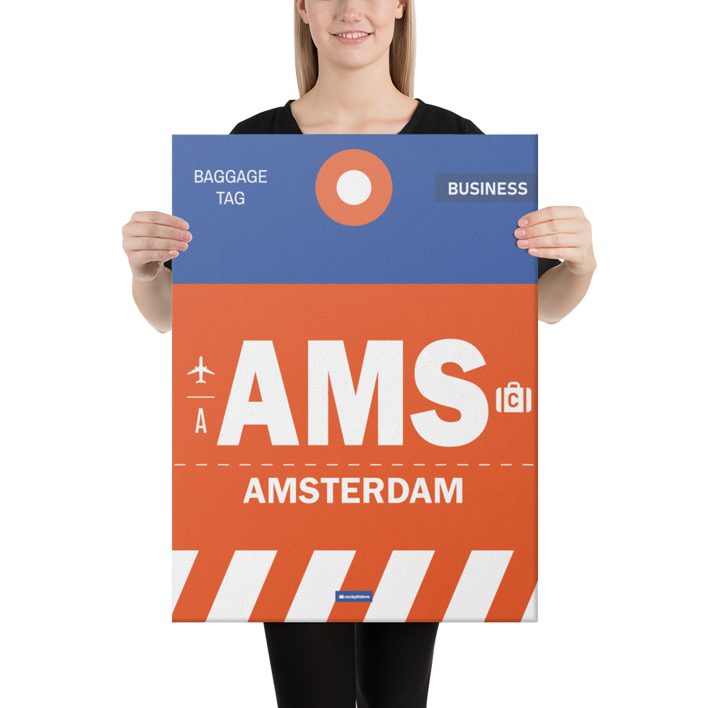 Leinwanddruck - AMS - Amsterdam Flughafen Code