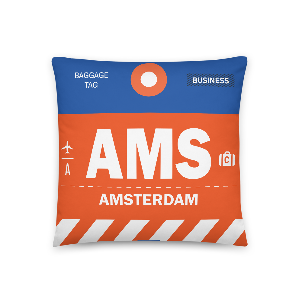 AMS - Amsterdam Airport Code Throw Pillow 46cm x 46cm - Customizable
