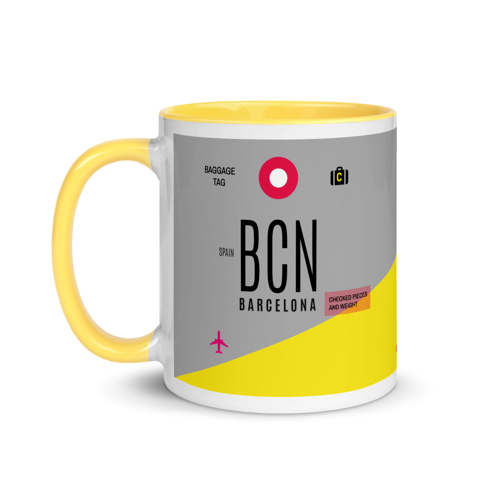 BCN - Barcelona Airport Code mug with colored interior