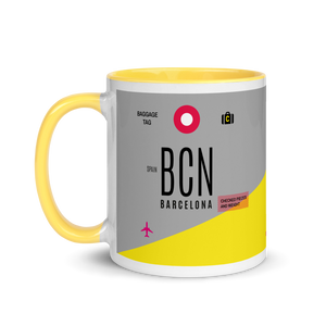 BCN - Barcelona Airport Code mug with colored interior
