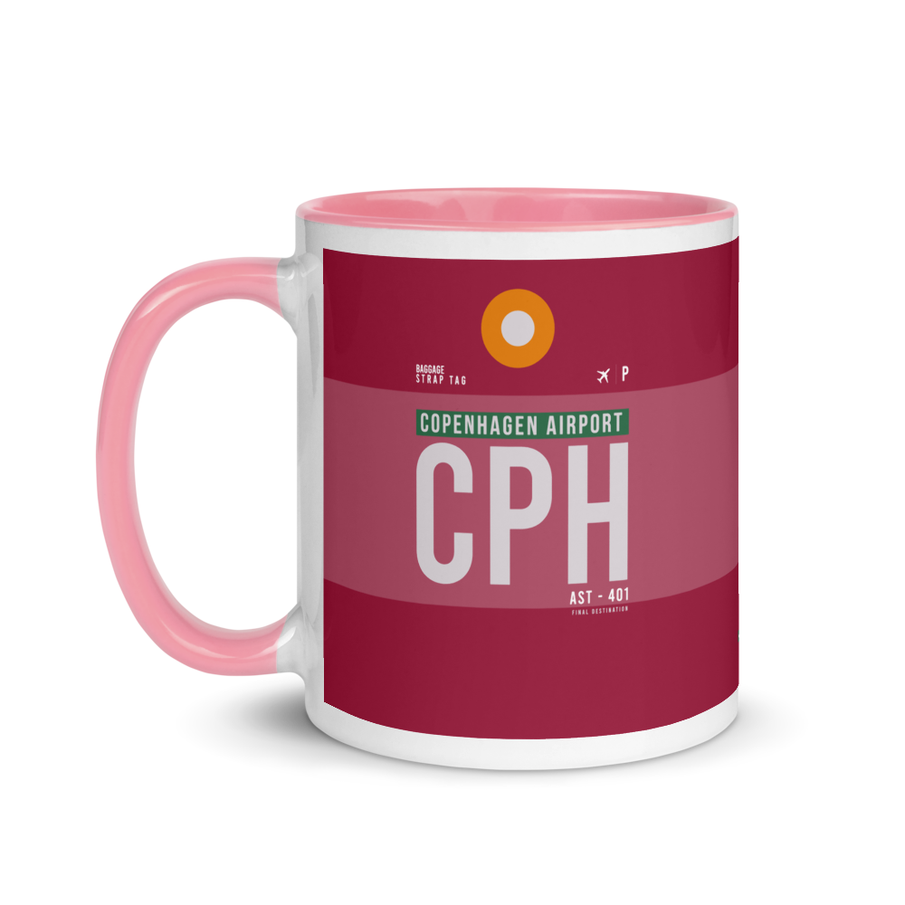 CPH - Copenhagen Flughafencode Tasse mit farbiger Innenseite