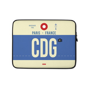 CDG - Paris Laptop Sleeve Tasche 13in und 15in mit Flughafencode