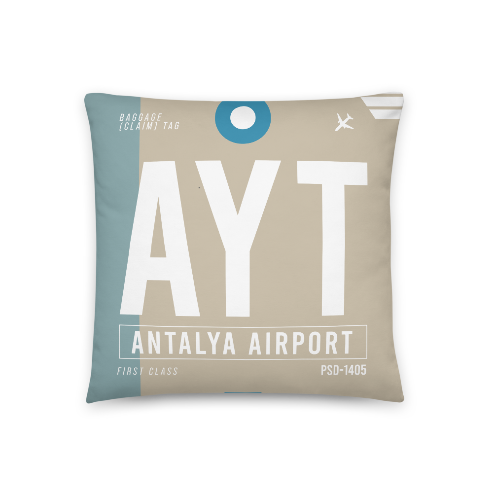 AYT - Antalya Airport Code Throw Pillow 46cm x 46cm - Customizable