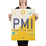 Load image into Gallery viewer, Canvas Print - PMI - Palma De Mallorca Airport Code
