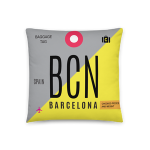 BCN - Barcelona Airport Code Throw Pillow 46cm x 46cm - Customizable