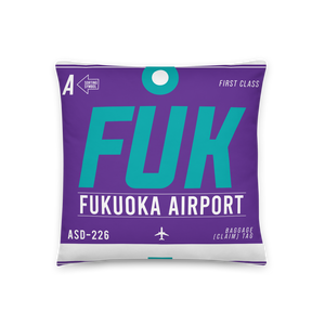 FUK - Fukuoka Airport Code Throw Pillow 46cm x 46cm - Customizable