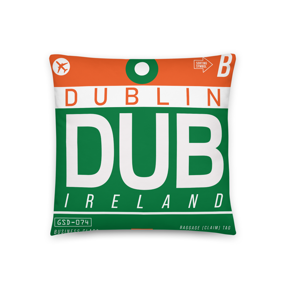 DUB - Dublin Airport Code Throw Pillow 46cm x 46cm - Customizable