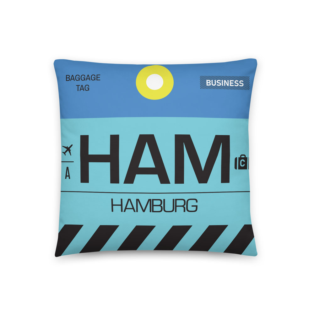 HAM - Flughafen Hamburg Code Dekokissen 46 cm x 46 cm - personalisierbar