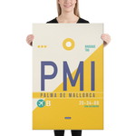 Load image into Gallery viewer, Canvas Print - PMI - Palma De Mallorca Airport Code
