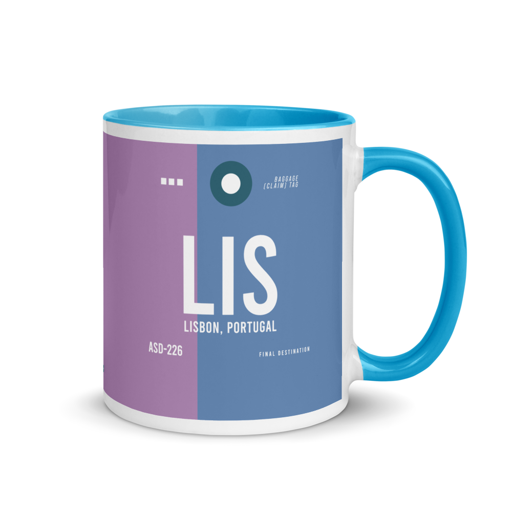 LIS - Lisbon Airport Code mug with colored interior