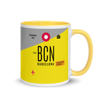 Load image into Gallery viewer, BCN - Barcelona Airport Code mug with colored interior
