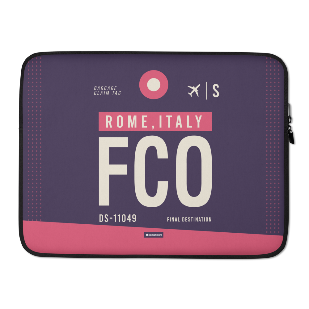 FCO - Rome Laptop Sleeve Tasche 13in und 15in mit Flughafencode