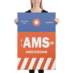 Load image into Gallery viewer, Canvas Print - AMS - Amsterdam Airport Code
