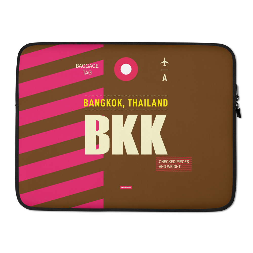 BKK - Bangkok Laptop Sleeve Bag 13in and 15in with airport code