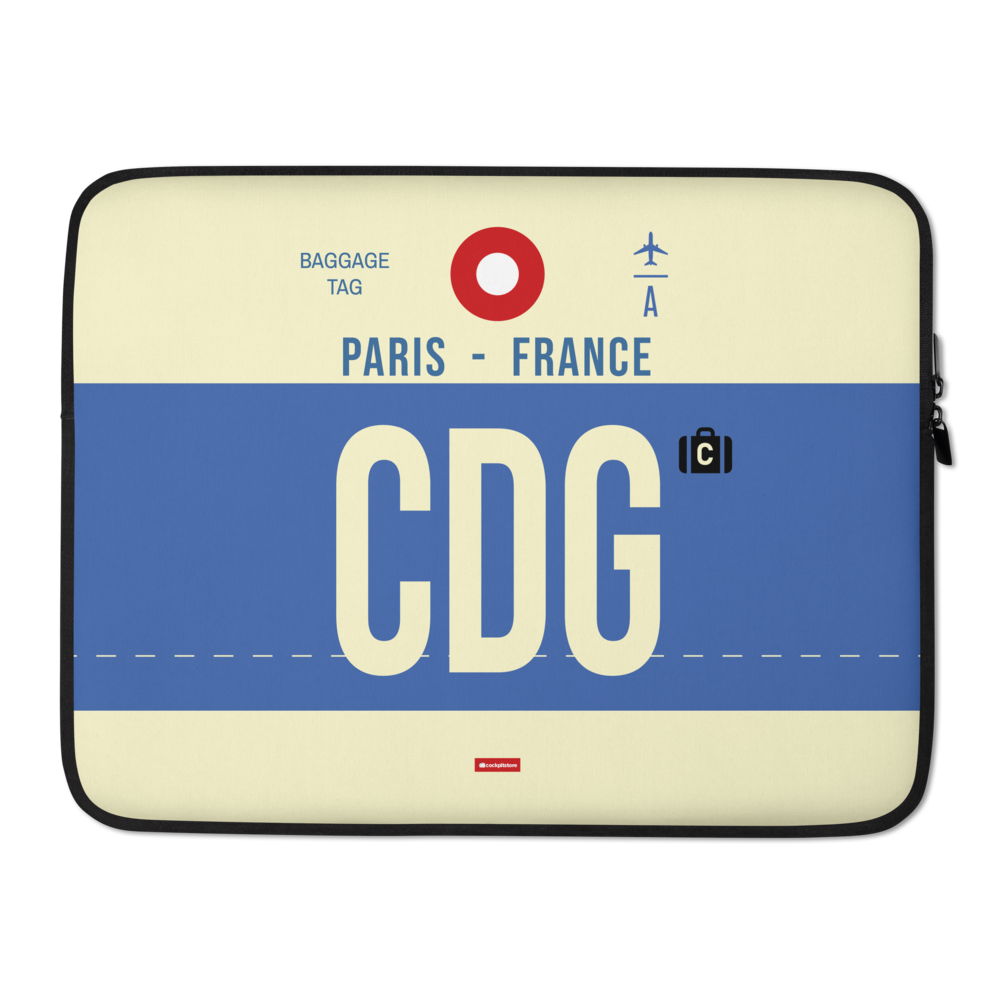 CDG - Paris Laptop Sleeve Tasche 13in und 15in mit Flughafencode