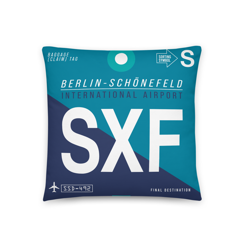 SXF - Flughafen Schönefeld Code Dekokissen 46 cm x 46 cm - personalisierbar