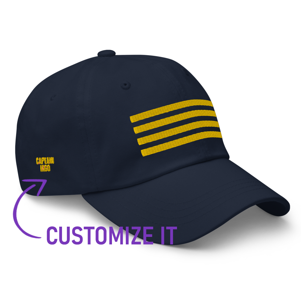 Bestickte Kappe navy Flugkapitän DadHat Captains Cap Cockpitstore