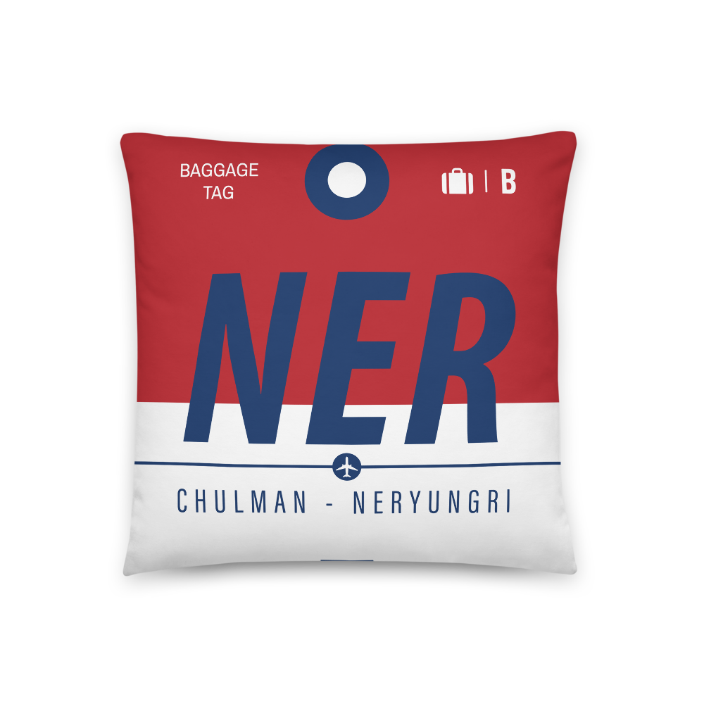 NER - Chulman Airport - Neryungri Code Throw Pillow 46cm x 46cm - Customizable