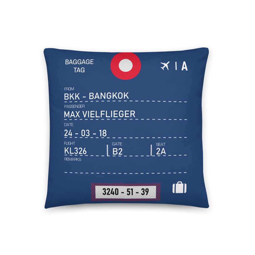 DL - Airline Crew Tag Throw Pillow 46cm x 46cm - Customizable