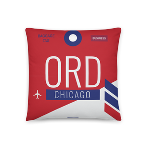 ORD - Chicago Airport Code Throw Pillow 46cm x 46cm - Customizable
