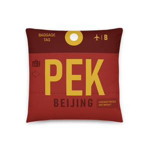 PEK - Beijing Airport Code Throw Pillow 46cm x 46cm - Customizable