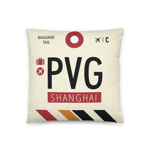 PVG - Shanghai Airport - Pudong Code Throw Pillow 46cm x 46cm - Customizable