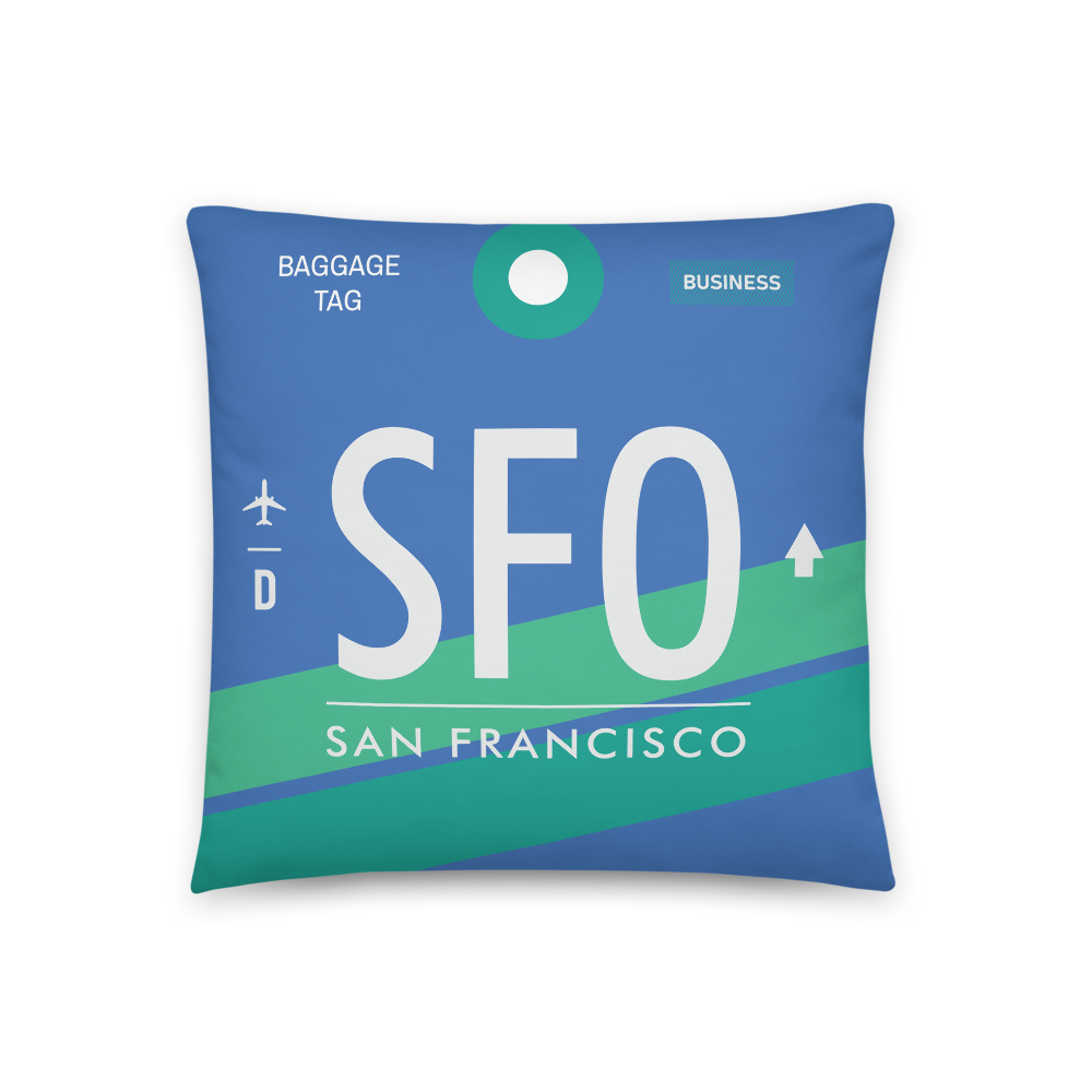 SFO - Flughafen San Francisco Code Dekokissen 46 cm x 46 cm - personalisierbar