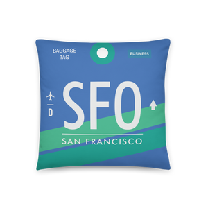 SFO - Flughafen San Francisco Code Dekokissen 46 cm x 46 cm - personalisierbar