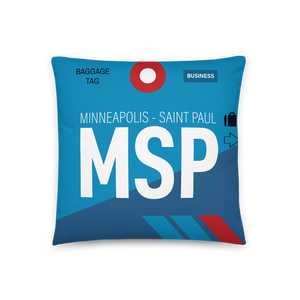 MSP - Flughafen Minneapolis - Saint Paul Code Dekokissen 46 cm x 46 cm - personalisierbar
