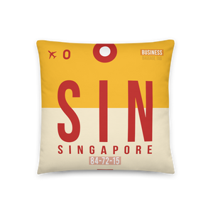 SIN - Singapore Airport Code Throw Pillow 46cm x 46cm - Customizable