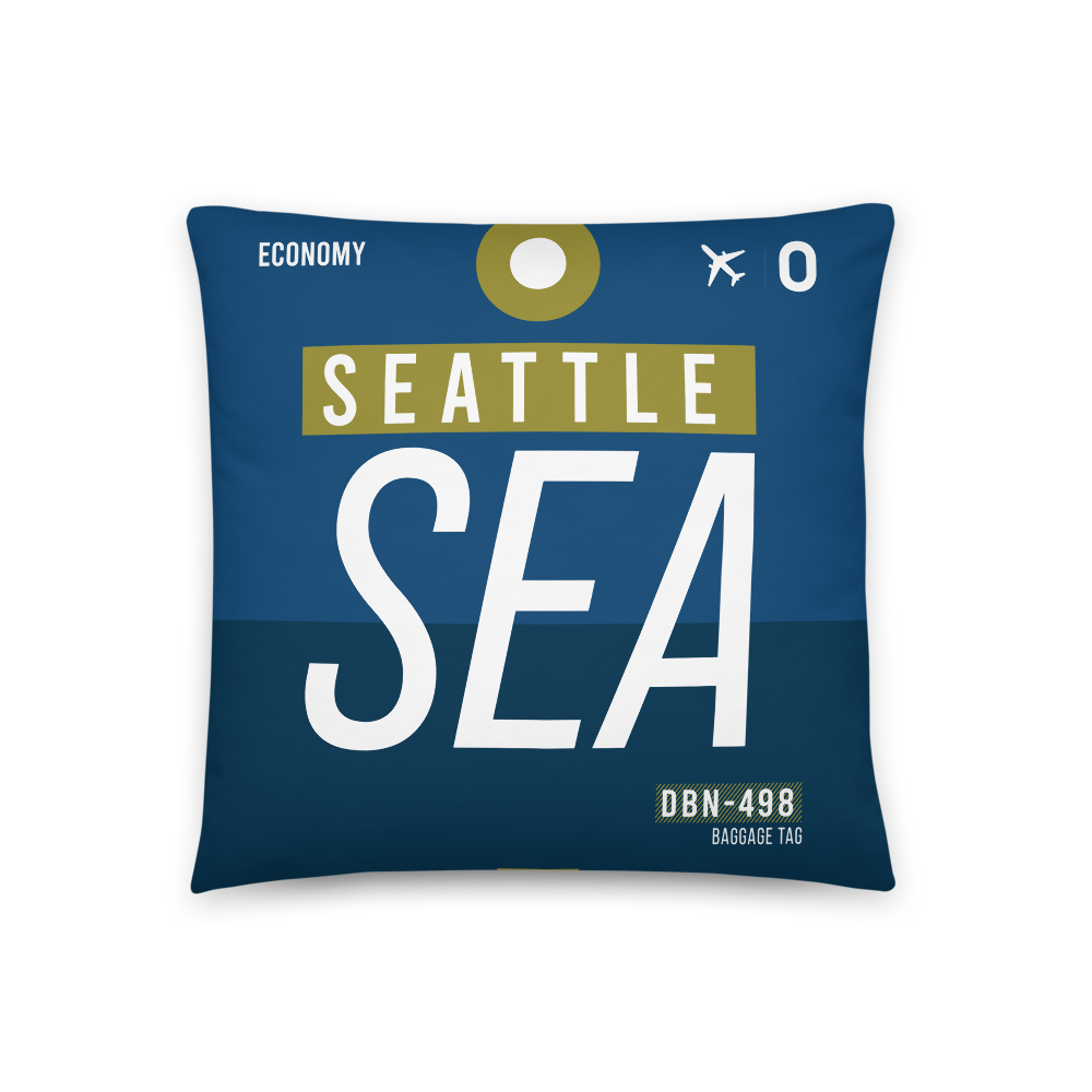 SEA - Flughafen Seattle Code Dekokissen 46 cm x 46 cm - personalisierbar