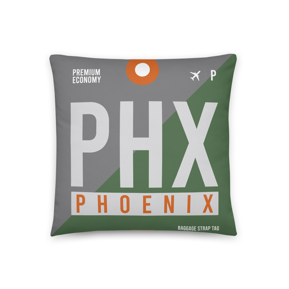 PHX - Flughafen Phoenix Code Dekokissen 46 cm x 46 cm - personalisierbar
